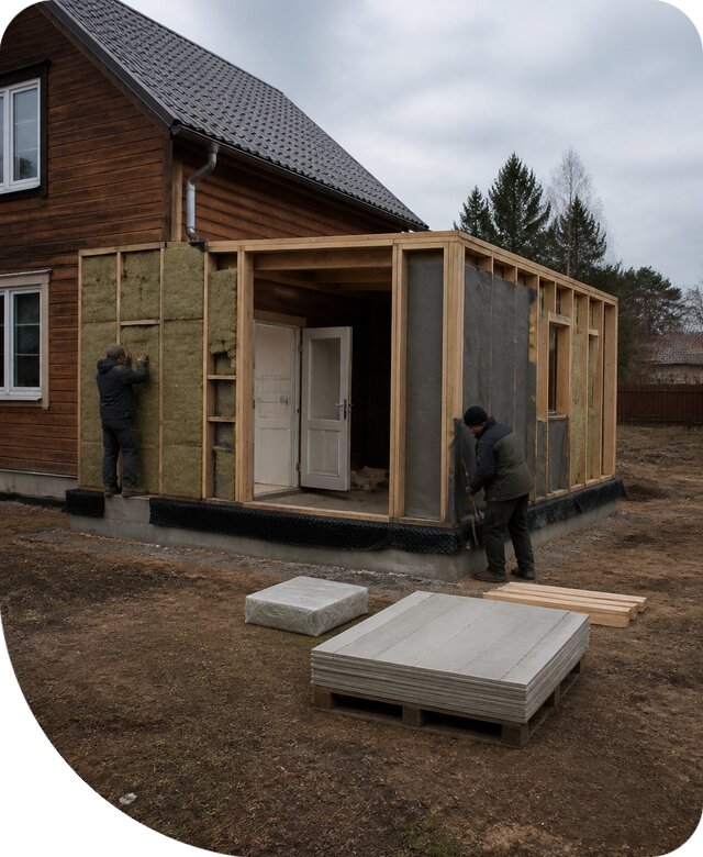 Пристройка ванной комнаты в Владимире под ключ для дома