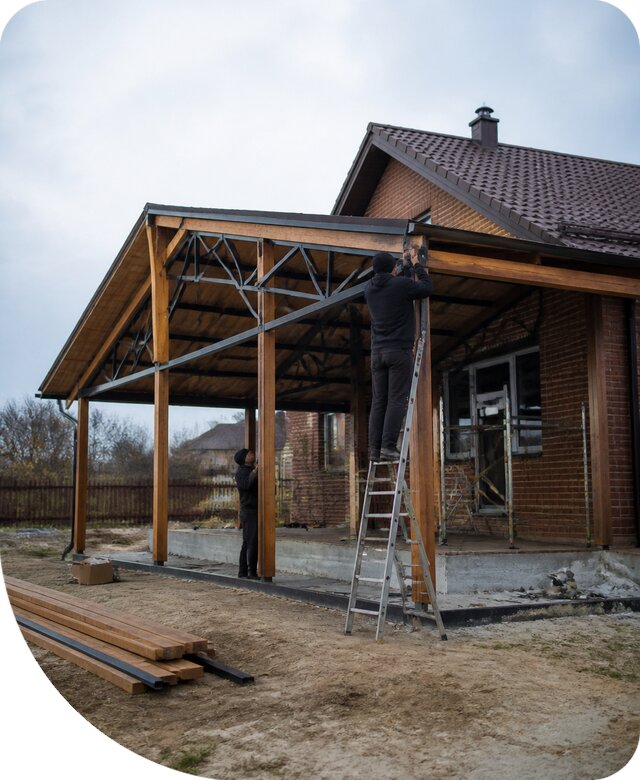 Пристройка навеса к дому и участку в Владимире под ключ